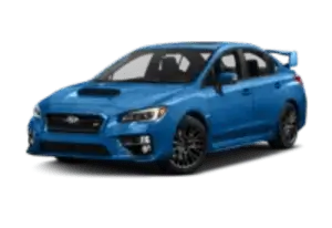 Blue Subaru sports sedan car.